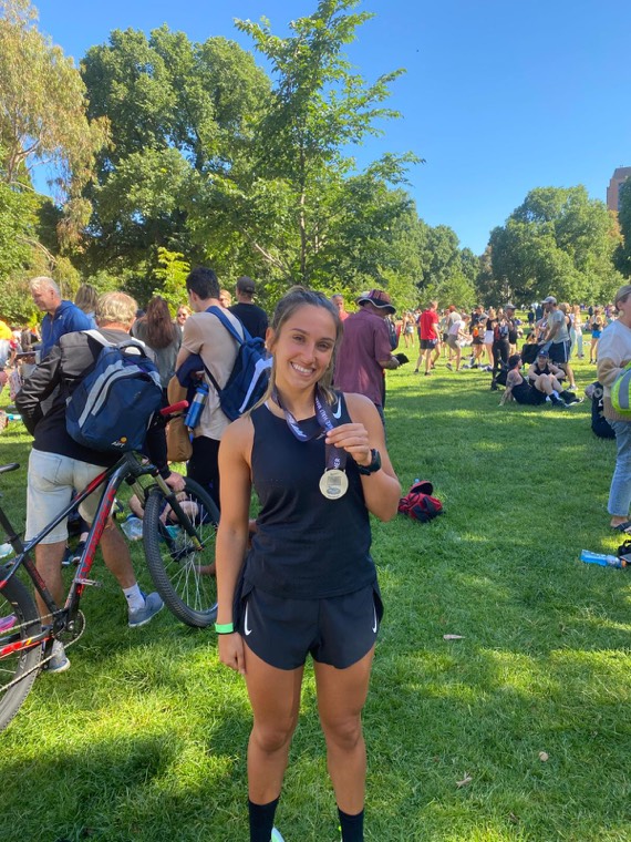 Catya Josephides with her race medal